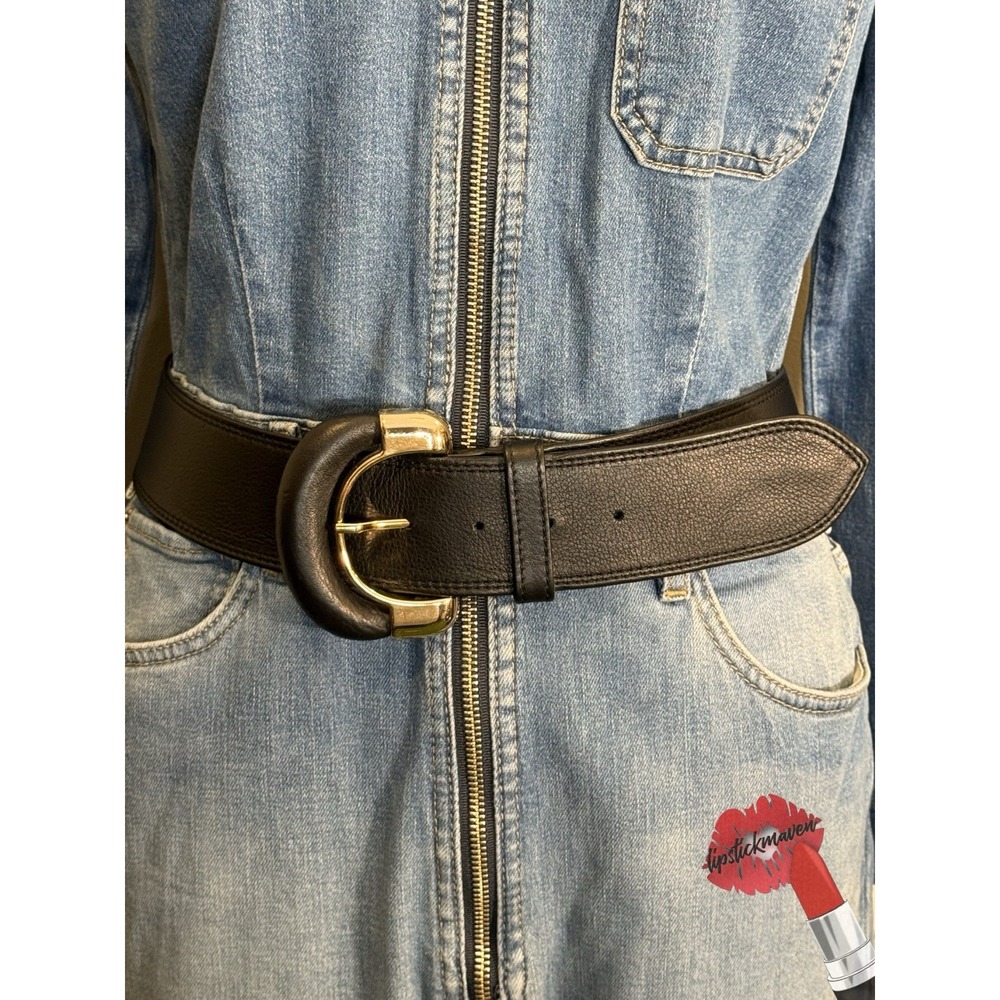 Sézane Oma Belt Womens Black T.80 100% Bovine Leather Luxury Designer